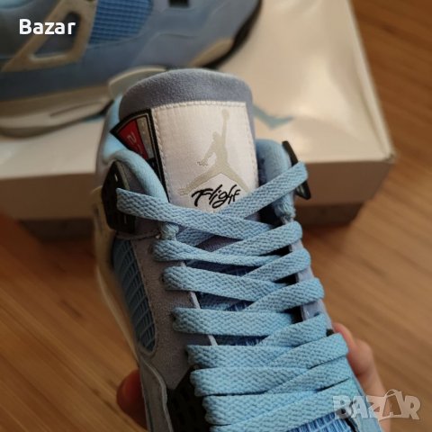 Нови Мъжки Обувки Nike Air Jordan Retro 4 UNC University Blue Сини Кецове Маратонки Размер 43, снимка 15 - Други - 39632515