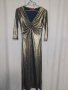 tricot S Дълга елегантна рокля с мокър ефект в старо злато , снимка 4