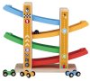 Дървена образователна писта с 4 цветни превозни средства
