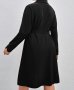 Макси елегантна, мека и еластична рокля с ефектно плисе и подвижен свалящ се колан в черно, снимка 2