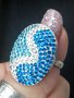 Сребърен пръстен с камъни "Swarovski" / проба 925 и печат Житен клас , снимка 8