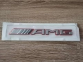 Mercedes Benz AMG сребриста емблема с червен кант, снимка 1