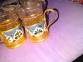 	Стакани Подстакани СССР руски 6броя -6 чаши 2вида х3бр рисувани емайл маркировка, снимка 3