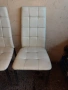 Бели кожени трапезни столове с желязна основа, снимка 2