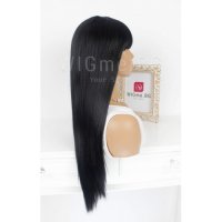 Дълга права черна перука с бретон Амбър, снимка 4 - Аксесоари за коса - 32991404