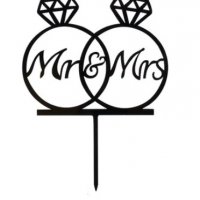 Mr Mrs в диамантени пръстени халки Акрил топер украса табела за сватбена сватба торта, снимка 1 - Декорация - 19312370