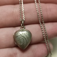 Сребърен синджир с медальон Сърце - отварящ се (208), снимка 7 - Колиета, медальони, синджири - 42979336