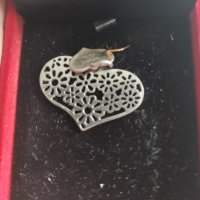 Сребърна висулка сърце с цветя (2), снимка 4 - Колиета, медальони, синджири - 37437634