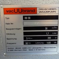 Вакуум помпа Vacuubrand RD-30 rotary vane pump 380V 30 m3/h, снимка 3 - Резервни части за машини - 43986931