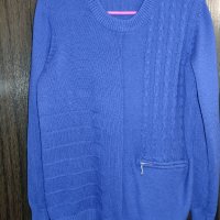 Блуза плетиво турско синьо с джобче, снимка 1 - Блузи с дълъг ръкав и пуловери - 34912962