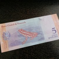 Банкнота - Венецуела - 5 боливара UNC | 2018г., снимка 2 - Нумизматика и бонистика - 32503409