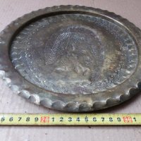 бронзова ръчно гравирана чиния за стена - отлична, снимка 10 - Антикварни и старинни предмети - 35544038