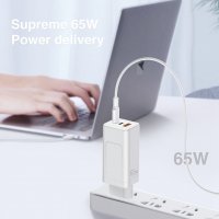 GaN-P60 65W USB C, Бързо зарядно устройство QC3.0, PD3.0, 2х USB-C, USB-А, снимка 5 - Оригинални зарядни - 35173961