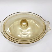 Стара стъклена йенска тенджера, съд, тавичка с капак(13.2), снимка 3 - Антикварни и старинни предмети - 43581638