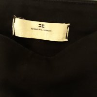 Черен марков клин ELISABETTA FRANCHI с комбиниран бранд-луксозна материя стегнат плат + кожени ленти, снимка 8 - Клинове - 37415104
