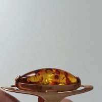 Златен руски пръстен с естествен кехлибар , снимка 6 - Пръстени - 43240994