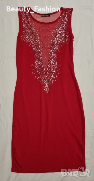 Червена рокля с камъни , снимка 1