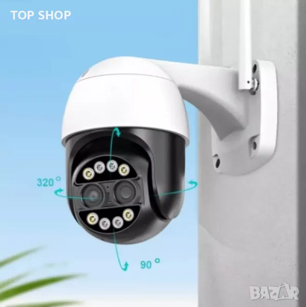 Двойна безжична 8MPX въртяща се камера за наблюдение, снимка 1