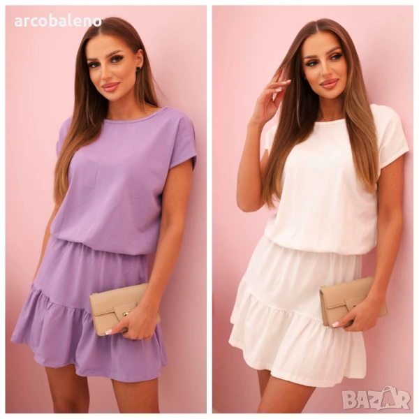 Дамска рокля с волан и V-образно деколте, 2цвята , снимка 1