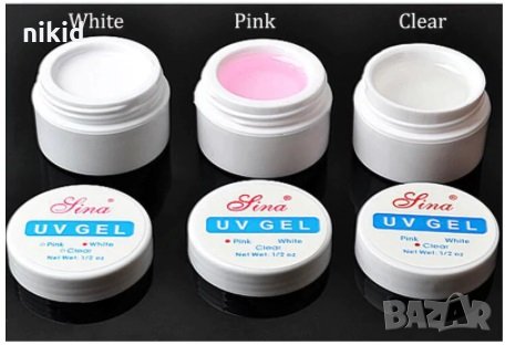 Lina Лина gel Ув гел за изграждане изграждащ на нокти маникюр бял розов прозрачен, снимка 1