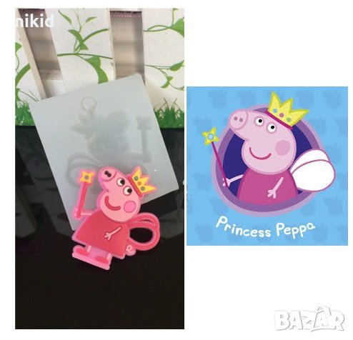 Пепа Пиг peppa pig принцеса висулка силиконов молд за фондан смола бижу колие и др украса декор , снимка 1