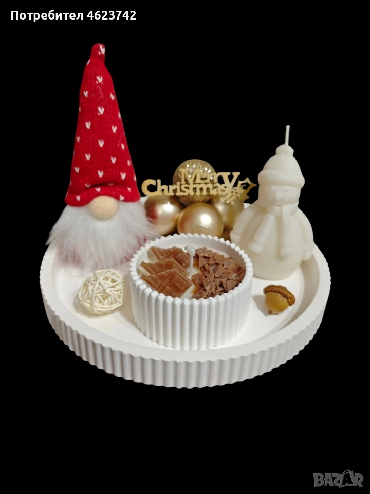 Коледен комплект свещи и гномчета , снимка 1