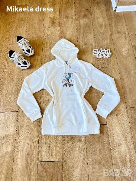 Off White!Разкошно суперсвежо  худи-рокля  oversize, снимка 1