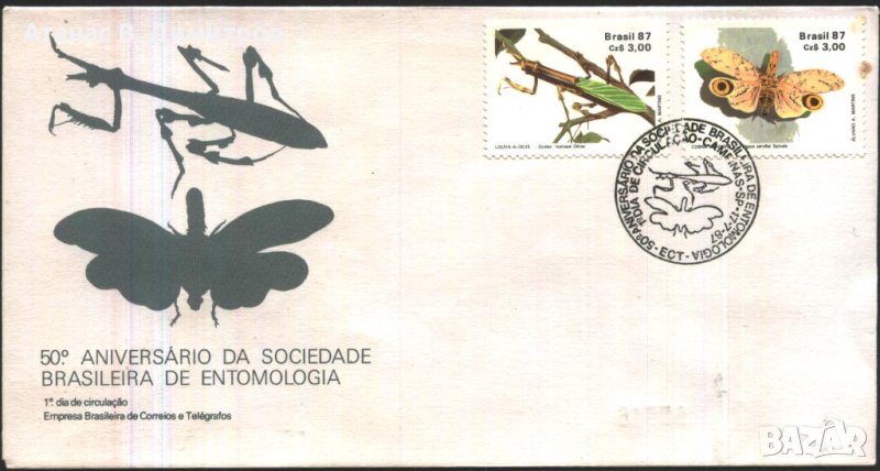 Първодневен плик Фауна Насекоми 1987 от Бразилия, снимка 1