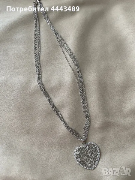 Сребърен синджир и сребърна висулка с камъни, снимка 1