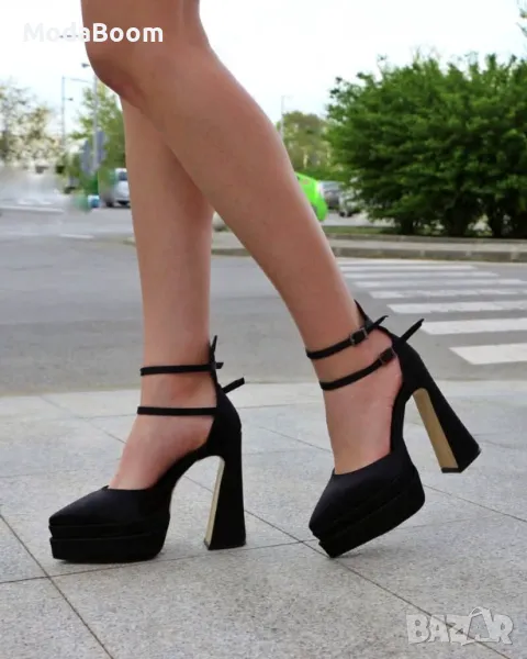 Сандали на ток - Сатен, снимка 1