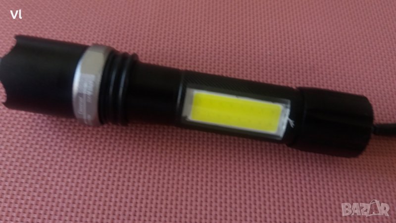 Мощен LED акумулаторен прожектор BL- CREE -T6+COB с USB, снимка 1