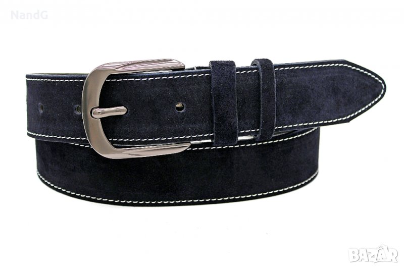 Класически мъжки колан от естествен велур, снимка 1
