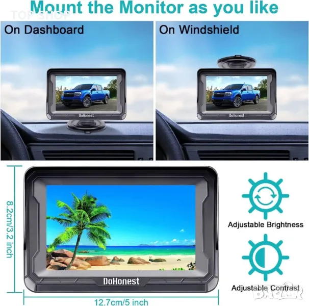 DoHonest  Водоустойчива камера HD 1080P за задно виждане в комплект с монитор, снимка 1