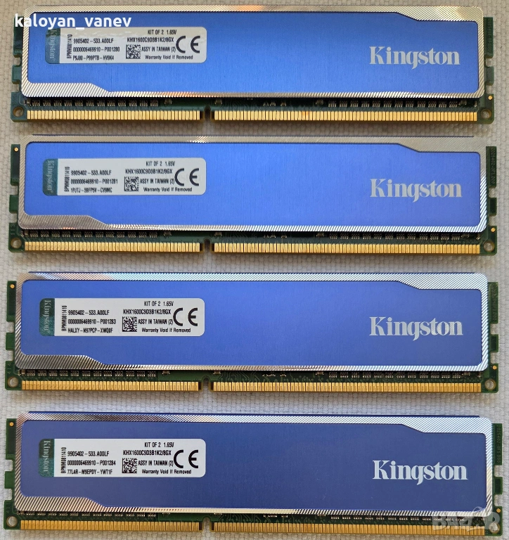 РАМ памет 16GB (4x4GB) RAM DDR3 1600 MHz Kingston HyperX Blue, снимка 1
