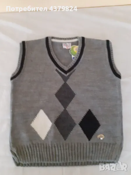 Нова детска плетена жилетка за момче р.98 см, снимка 1