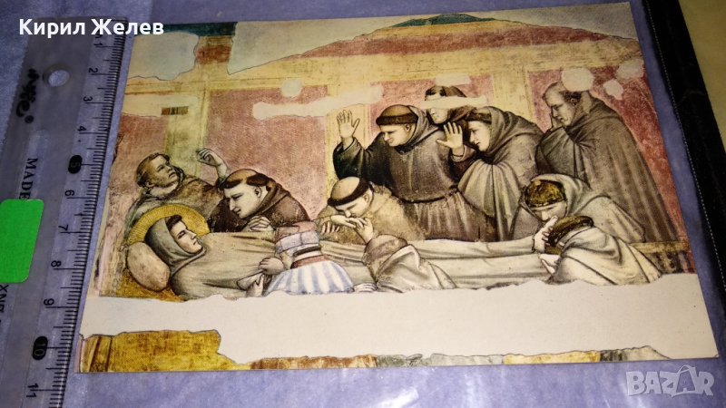 Стара ПОЩЕНСКА КАРТИЧКА ФЛОРЕНЦИЯ БАЗИЛИКА Сан КРОЧЕ Джото СМЪРТТА на Св. ФРАНЦИСК КАТОЛИЦИЗЪМ 33043, снимка 1