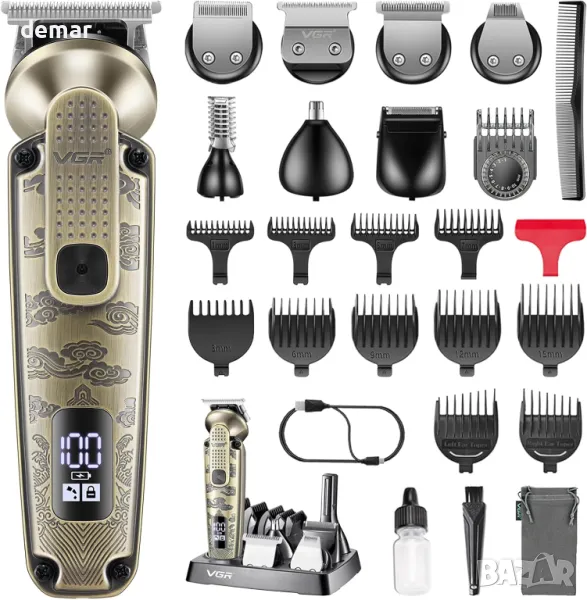 VGR 095 Тример за брада за мъже, 7 в 1 водоустойчив комплект безжична машинка за подстригване, снимка 1