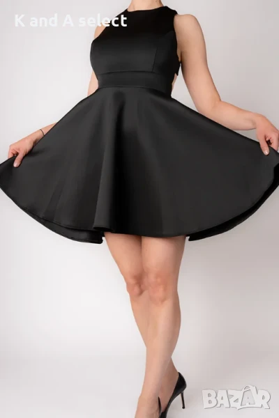 Рокля с гол гръб и панделка – Черна, снимка 1