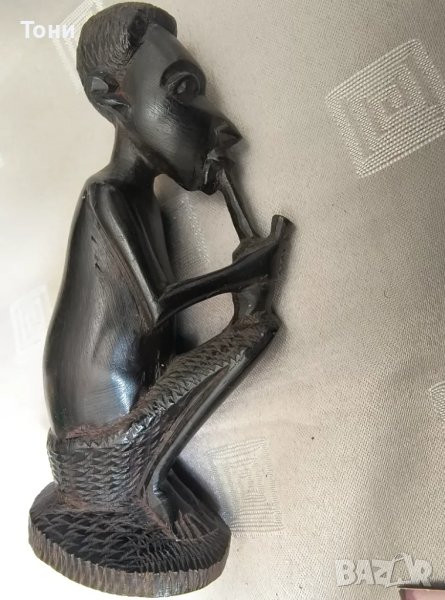 Невероятен винтидж ръчно резбован мъж, хора от Маконде, Танзания - абанос/черно дърво, снимка 1