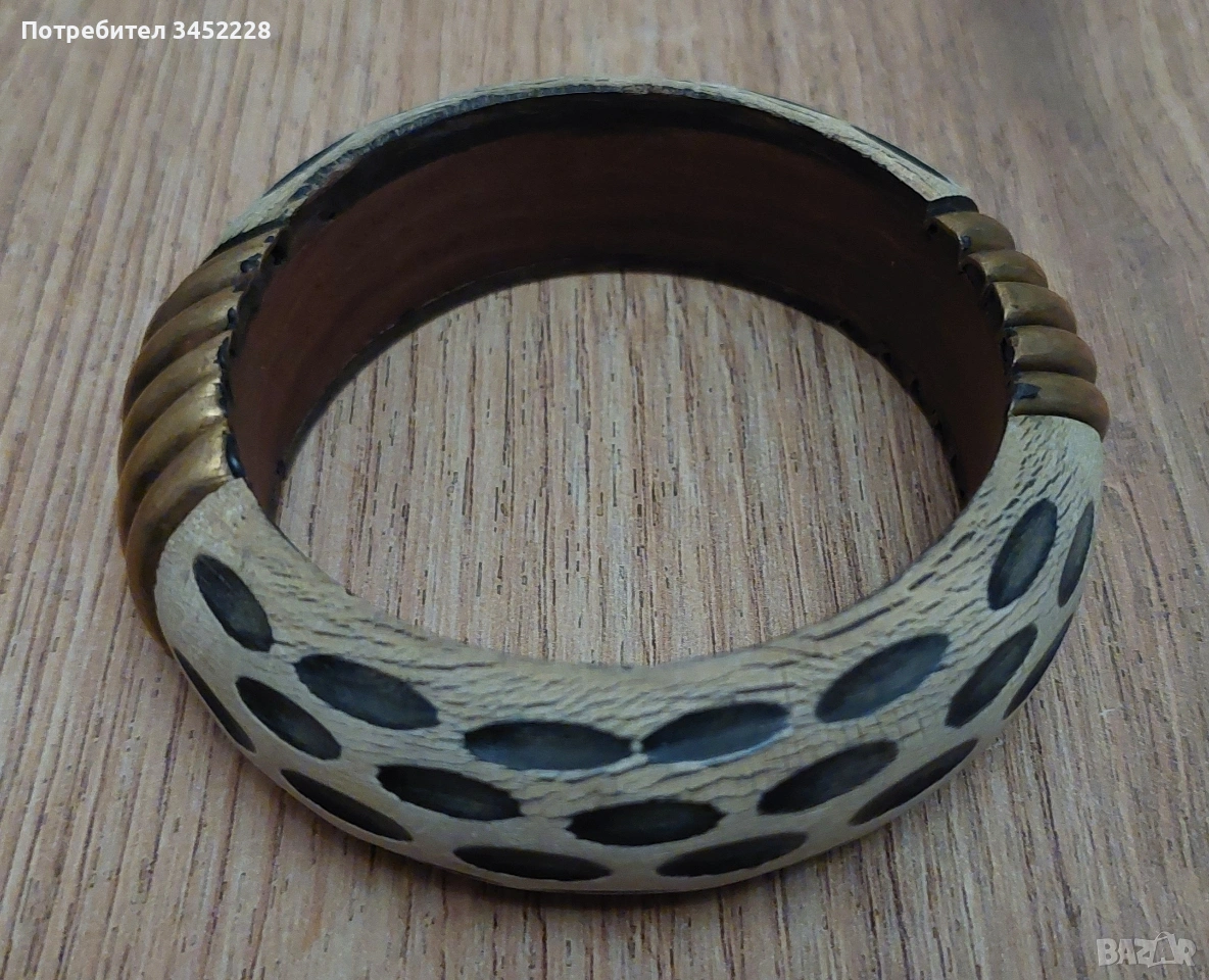 гривна дърво и месинг за ценители , снимка 1