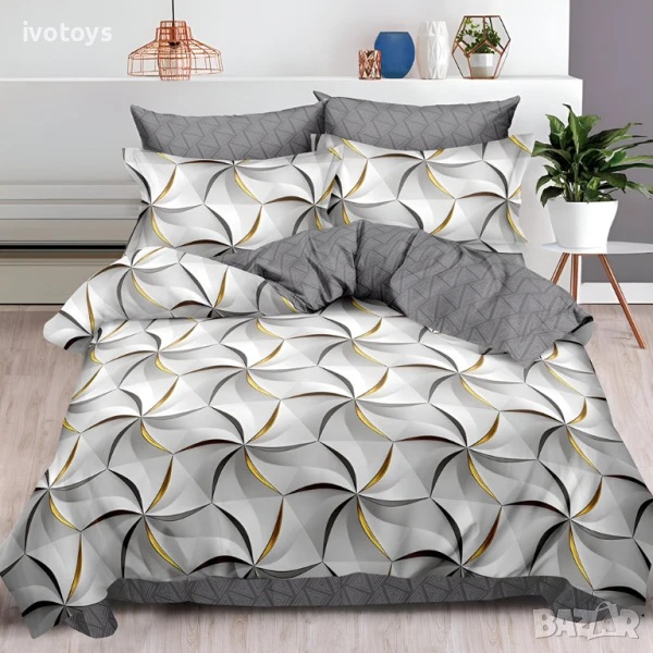 Двулицево спално бельо с ластик, 6 части - Модел WS15233, снимка 1