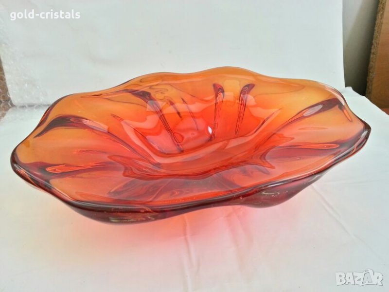  кристална  купа фруктиера цветно стъкло , снимка 1