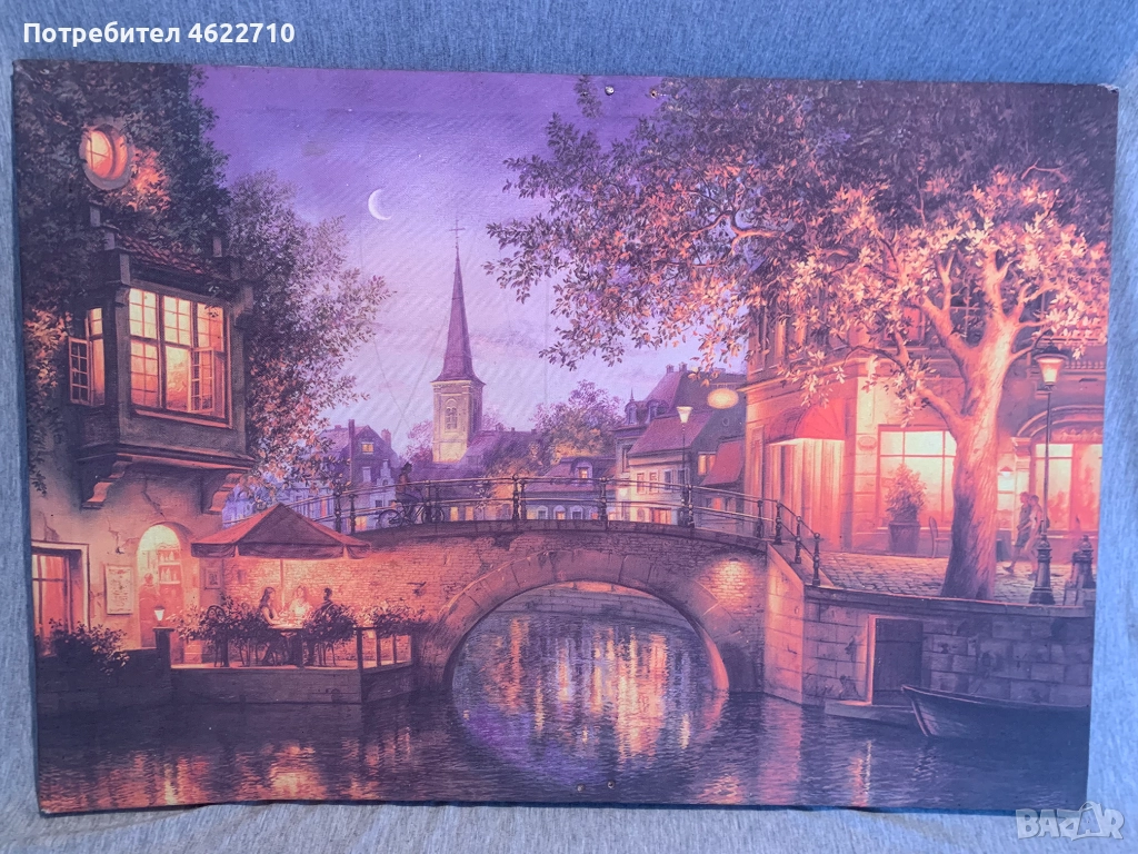 картина нощен градски пейзаж, снимка 1