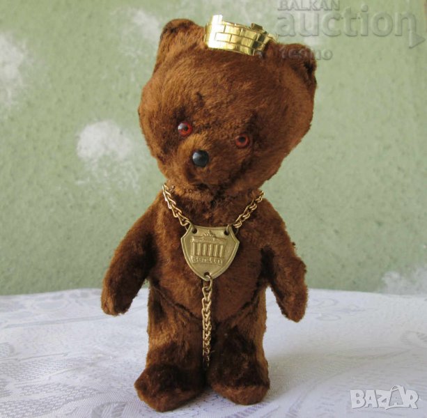 кукла фигура мече с корона Берлин. старо, немско герб, гумени играчки, играчка котарак, снимка 1