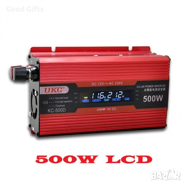 Инвертор на напрежение с дисплей UKC KC-500D, 12V - 220V, 500W, LCD, снимка 1