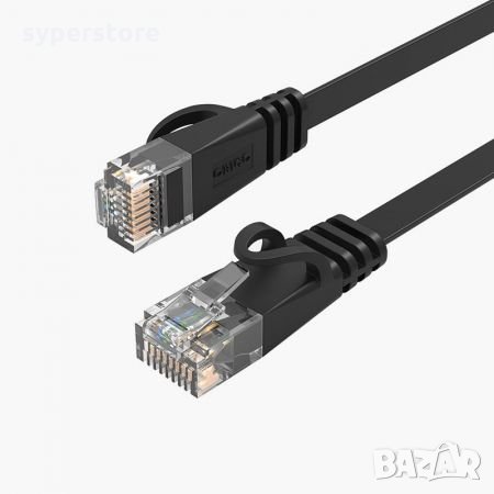 Кабел за Лан мрежа 5м. Плосък Orico PUG-C6B-50-BK Черен RJ45 Cat.6 Flat Gigabit Ethernet Cable, снимка 1