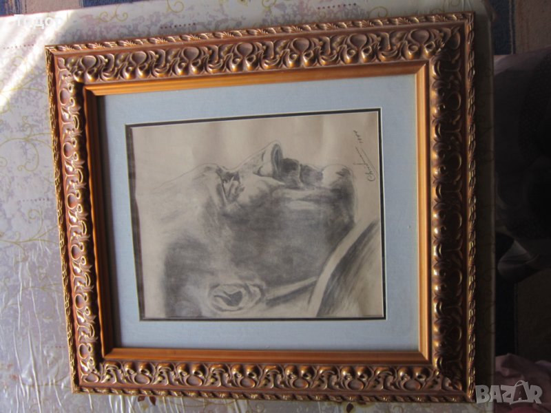 Стара картина подписана  3 райх 1944, снимка 1