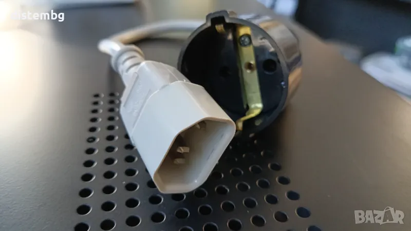 Удължителен кабел за UPS C14 към женско шуко, 20см., снимка 1