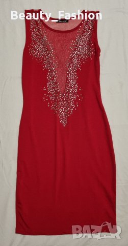 Червена рокля с камъни 