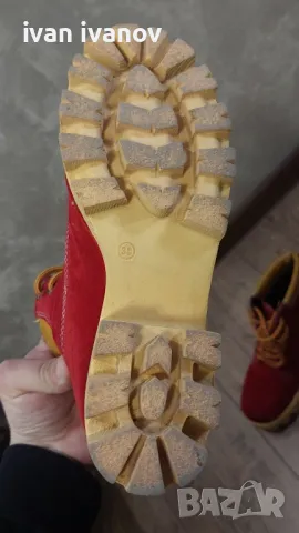 Продавам червени боти  38 номер в добро състояние, снимка 4 - Дамски боти - 49643147